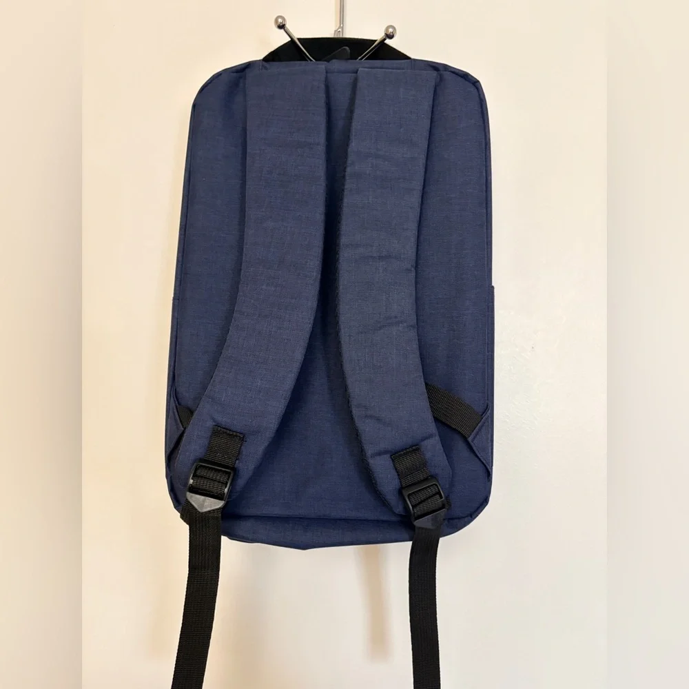 Stylish Blue Laptop Backpack with USB Charging Cable